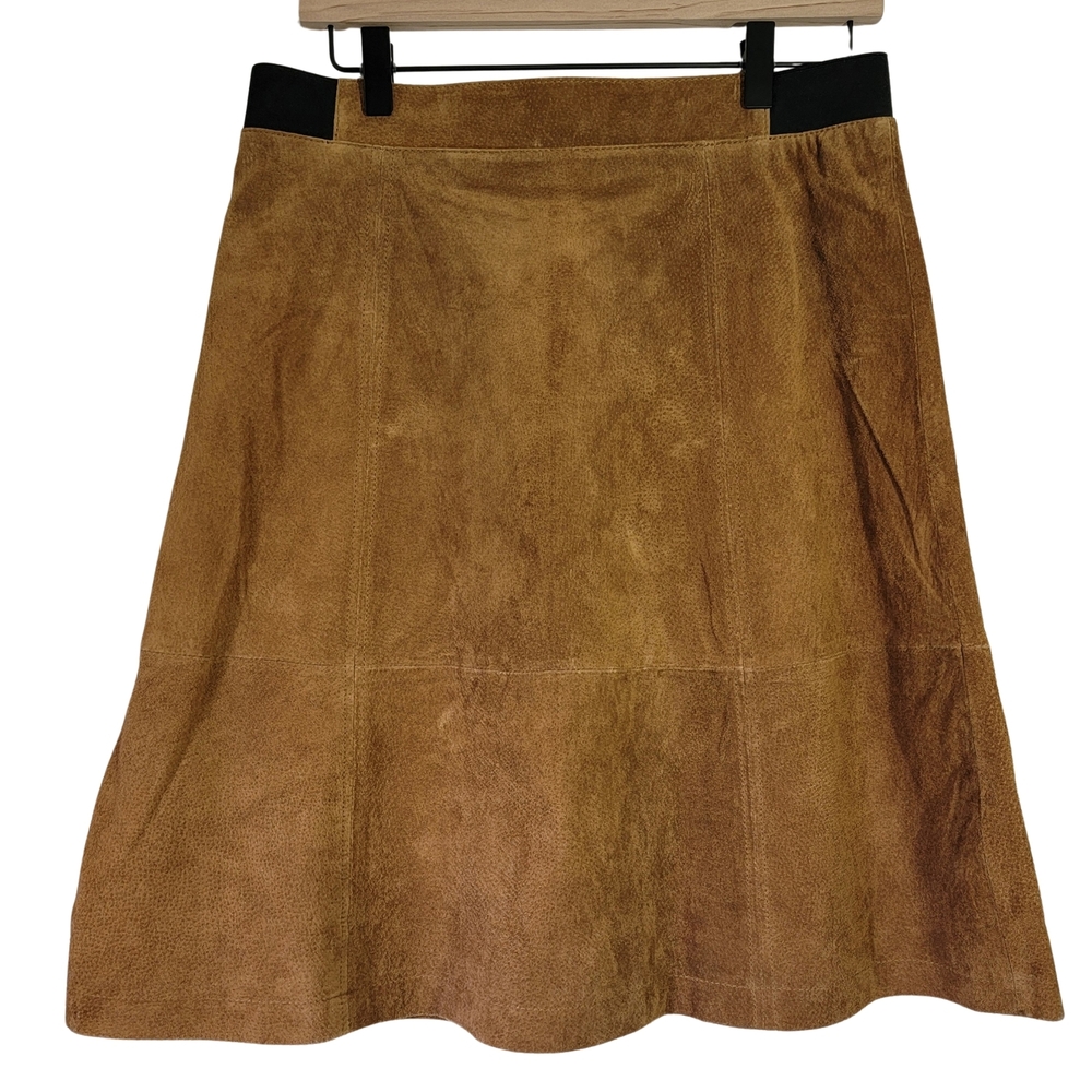 Liz Claiborne Suede A-Line Midi Skirt Rich Caramel Color Sz 10